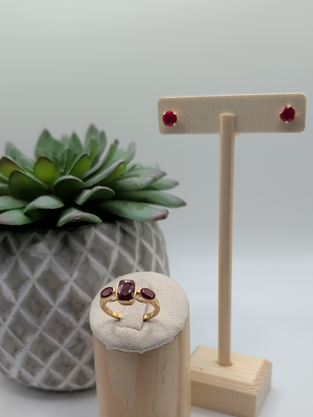 Ross Simons Ruby Ring And Earrings Set
